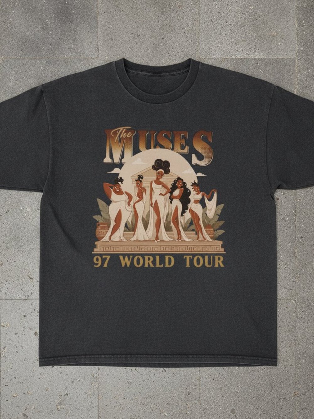 The Muses 97 World Tour Graphic T-Shirt – Greek Mythology Inspired Vintage Tee